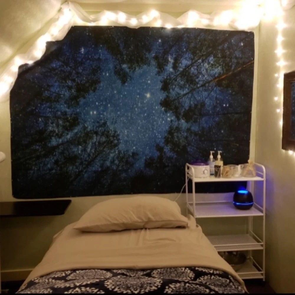Starry Forest Night Sky Tapestry for Yoga/Bedroom